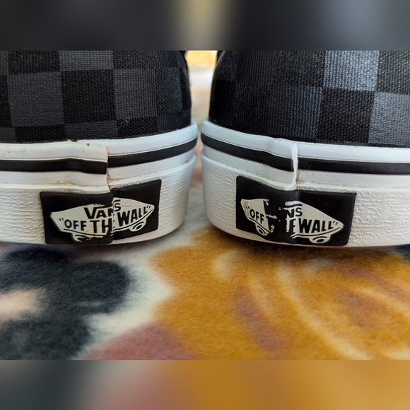 Vans Black On Black Checkered Slip-Ons Mens Size 7.5 Excellent Condition - Picture 6 of 11